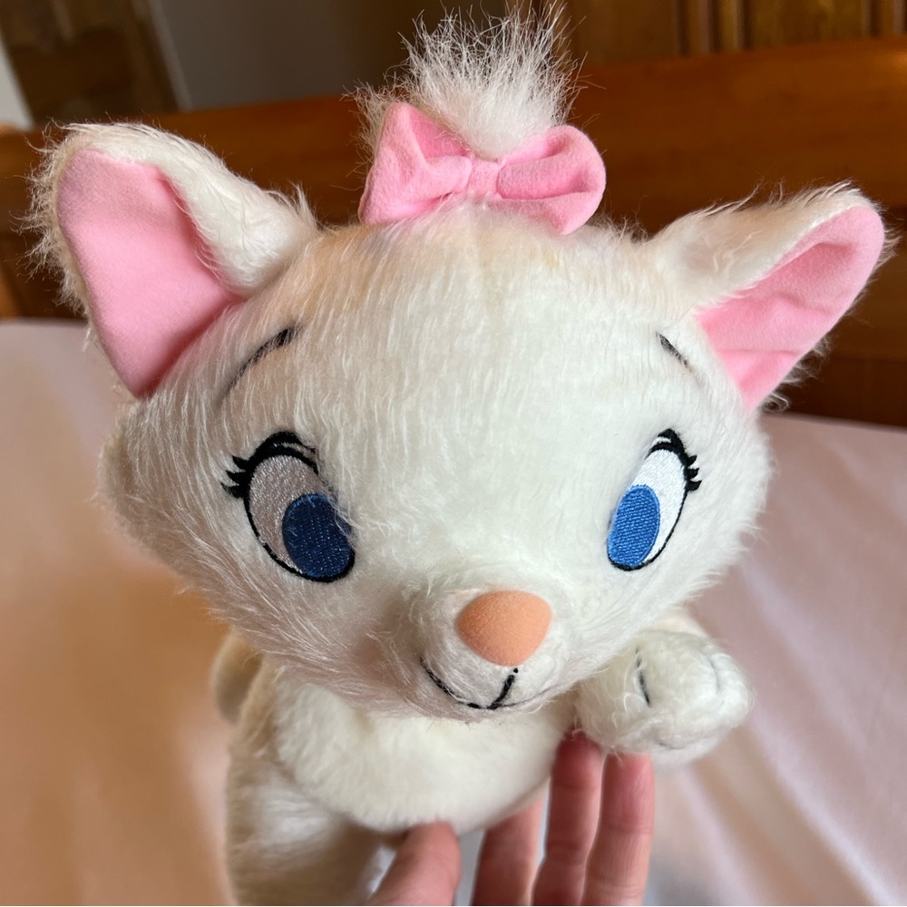 Disney Aristocrats Marie 15” White Plush Cat with Pink Bow GUC